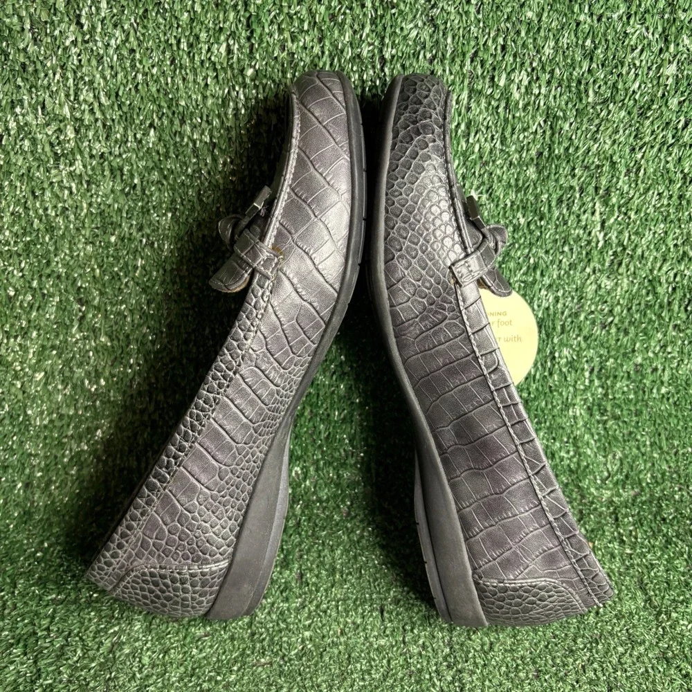 NEW Natural Soul Gracee Faux Croc All Thru Comfort Loafer Flat Grey Womens 9.5M